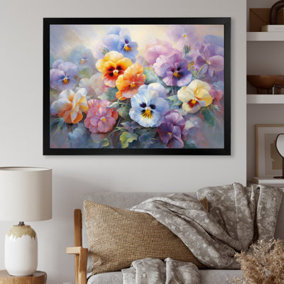 Colourful Pansies Romantic Impression II - Floral Wall Art Living Room