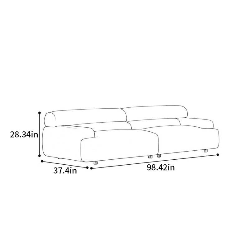 CanapÃ© franÃ§ais, H 28,34 po x l 98,42 po x P 37,4 po, 4, Blanc