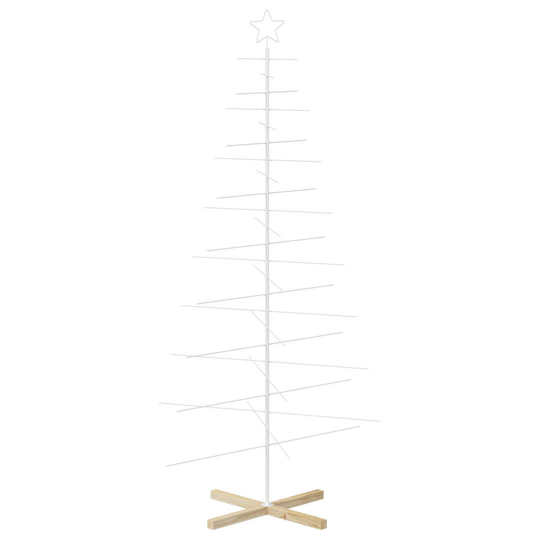 VIDAXL Metal Christmas Tree 210 cm Steel Holiday Decoration with Pine Wood Stand - Image 3