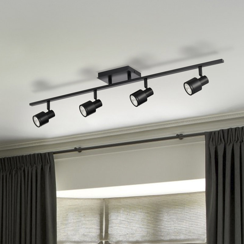 Ensemble de rail d'éclairage 35 po à 4 lumières, Matte Black