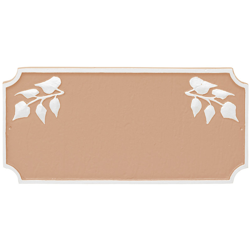Camden Ivy 2-Line Wall Address Plaque, Taupe/White, Yes