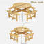 Table de pique-nique d'extérieur pour 8 personnes avec 4 bancs intégrés et trou pour parasol-1747362208