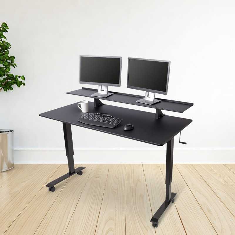 LaCure Adjustable Metal Base Standing Desk, 32" H x 59" W x 29.5" D