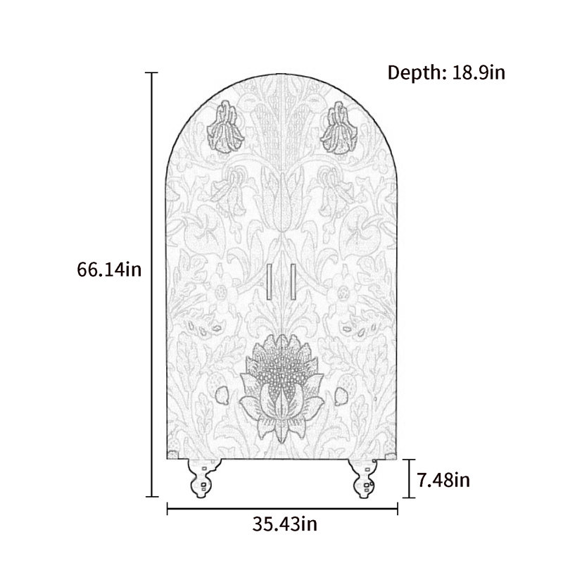 Armoire arquée avec tablettes et portes