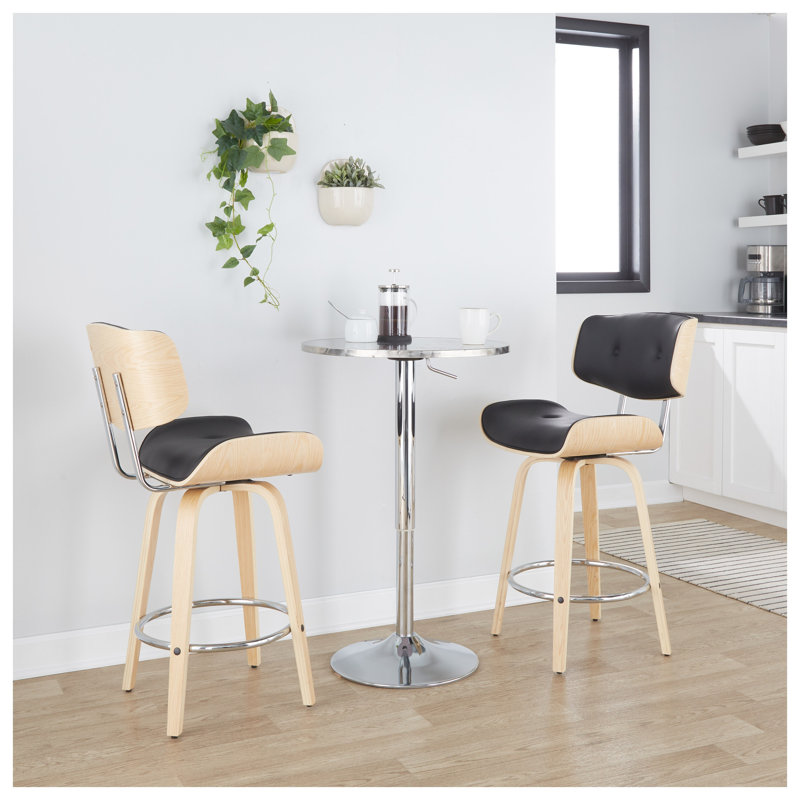 Silver Adjustable Height Round Bar Table with Swirl Pattern Top