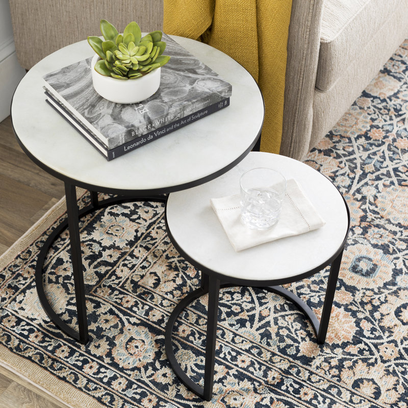 Nesting Tables, Ivory, Black