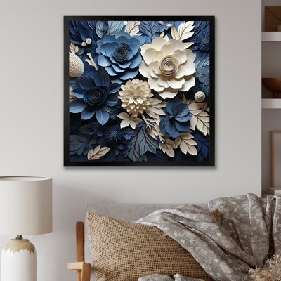 «Blue Flower Crafted Delights I», art mural fleurs
