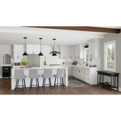 Armoire de cuisine avec base d'évier de style shaker non assemblé Brookings par Design House, blanc
