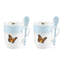 Lenox Butterfly Meadow Blue Mugs with Spoons, Set of 2