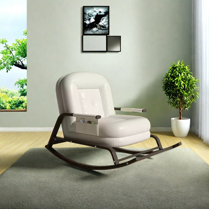 Chaise berçante confortable et robuste, Blanc cassé / blanc