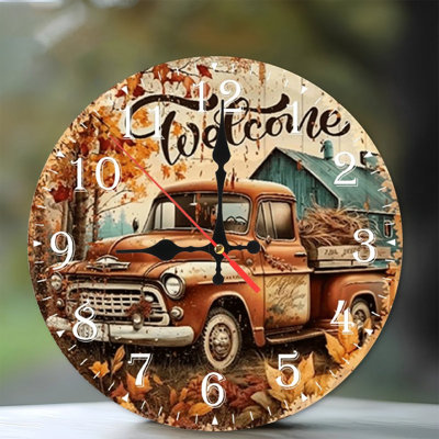 Horloge murale en bois 10 po, mouvement silencieux, à piles (piles AA non incluses), décor artistique, parfait pour les décorations