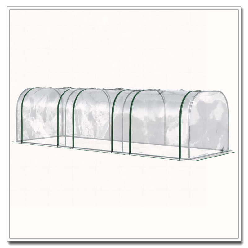 Mini serre Outsunny de 10 pi x 3 pi x 2,5 pi, serre portative à tunnel avec portes à fermeture à glissière, housse imperméable aux rayons UV, structure en acier, transparent