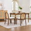 Ensemble de 2 chaises de salle à manger courbées arquées à dossier en canne, chaises d'appoint de style campagne Mid-Century, structure en bois massif patiné, coussin en chenille avec ressort en S et éponge, chaises d'appoint sans accoudoirs pour la cuisine, beige, SW1899BG-1668343467-1668343477