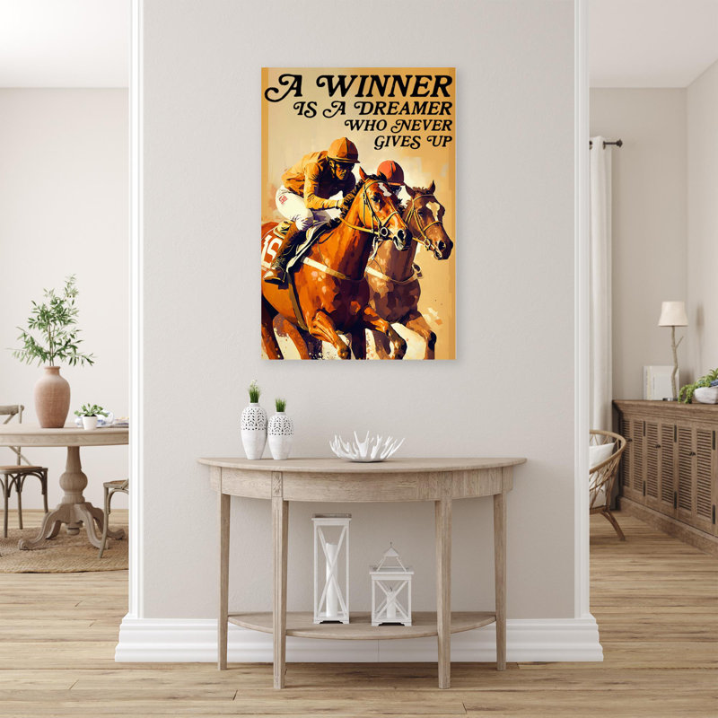 Course de chevaux «A Winner Is A Dreamer» - 1 pièce Recta Horse Racing A Winner Is A Dreamer, H 20 po x l 16 po x P 1,25 po