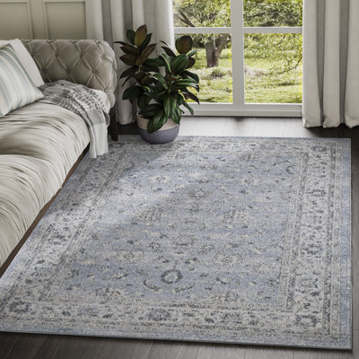 Tapis bleu / beige Bushong
