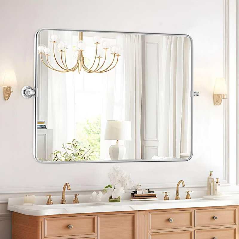 Miroir mural, Horizontale, 30 po x 40 po, Argent argent