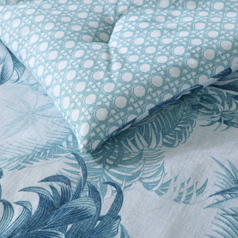 Tommy Bahama Legacy Palms Cotton Reversible Blue Comforter Set, King Comforter + 2 King Pillow Shams