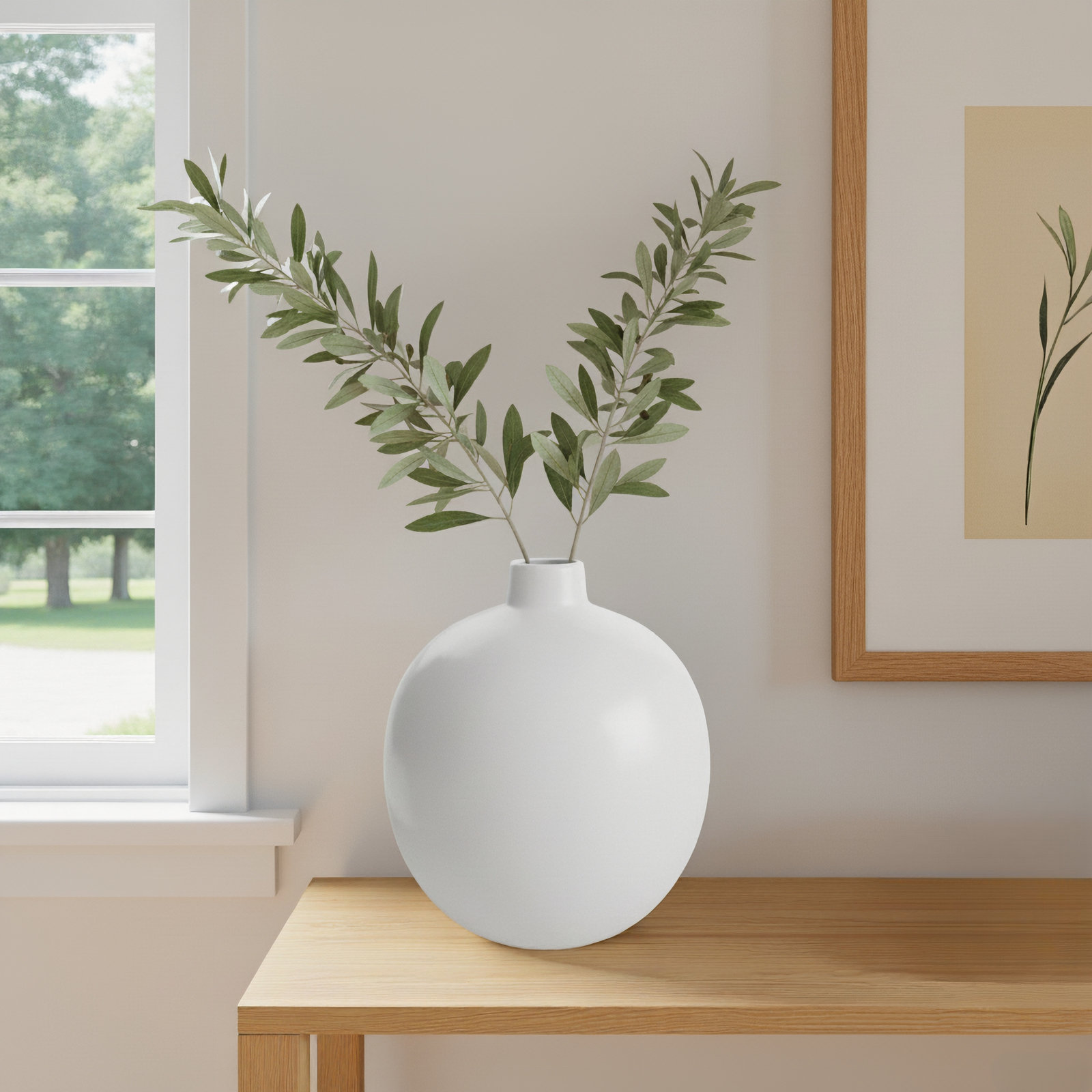 Mable Ceramic Table Vase, White