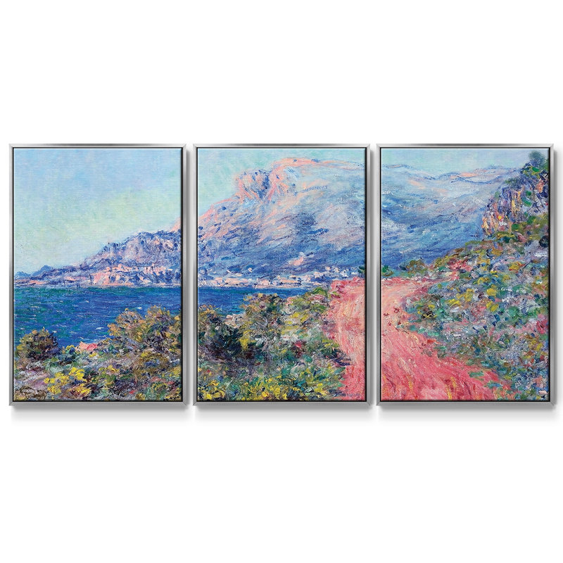 La route rouge près de Menton, 1884 - 3 pièces, reproduction sur toile, Argent