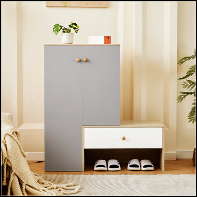 Banc et range-chaussures multifonctionnels, range-chaussures avec banc, tablettes réglables pour le couloir et le vestibule