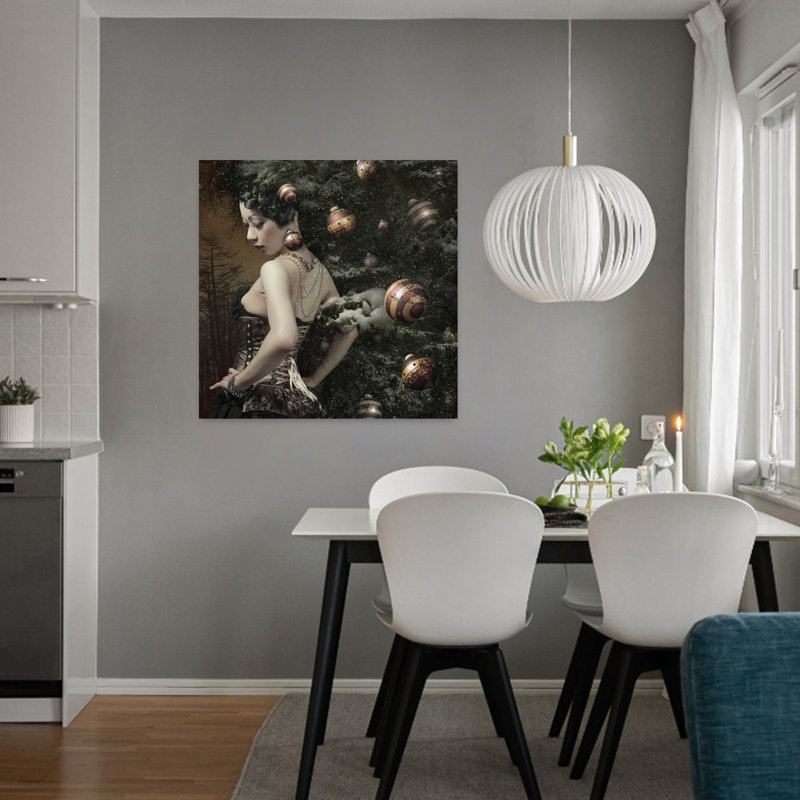 «Lady of Decembre's Tree Dreamy Abstract Contemporary Christmas Tree Forest Landscape», reproduction d'art mural