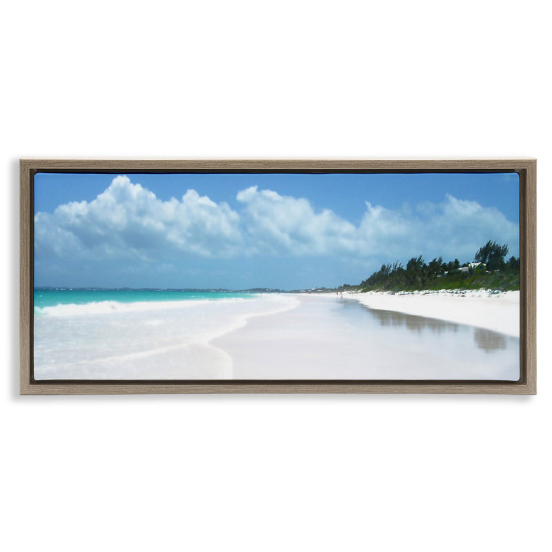 "Pink Sands Shore", art mural sur toile flottante par Noah Bay, Cadre flottant orme Montalcino, H 11 po x l 25 po