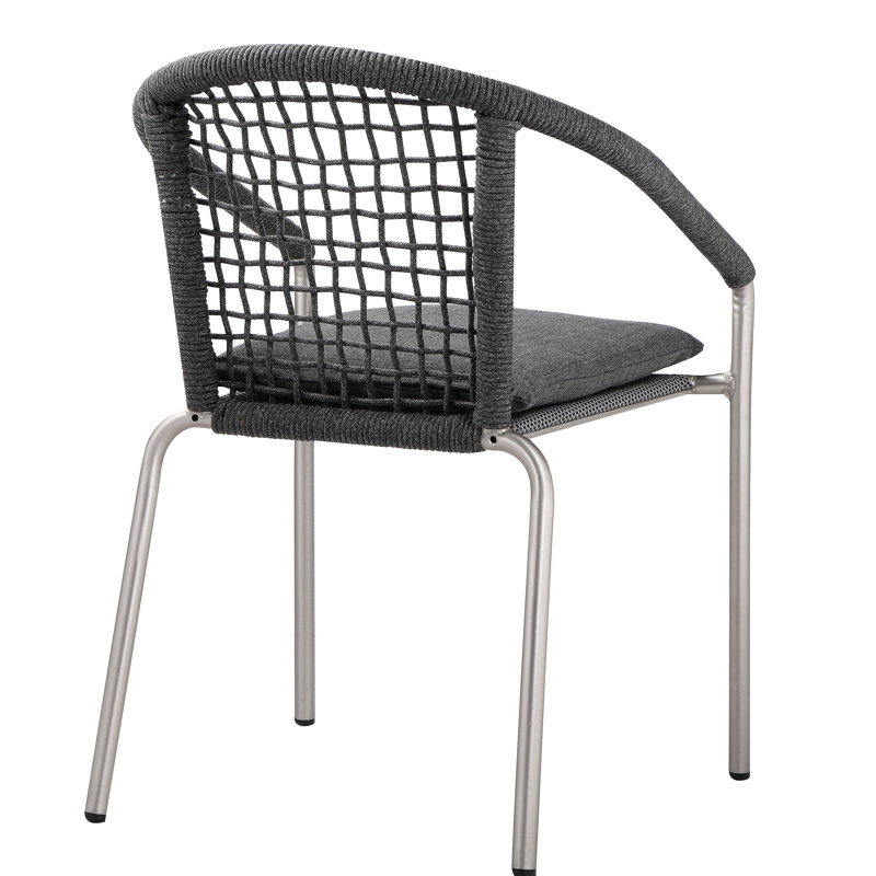Fauteuil de salle à manger d'extérieur empilable en aluminium avec coussin Pangea Home Catlin