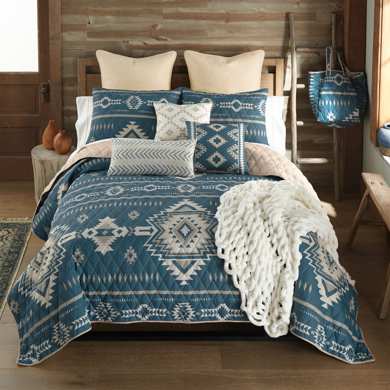 Quilted Geometric Shapes Quilt Set, Twin Quilt + 1 standard Sham