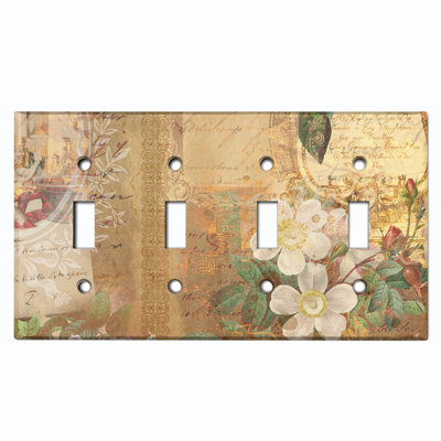 Copper Rust Patina Teal Print 4 - Gang Toggle Light Switch Standard Wall Plate