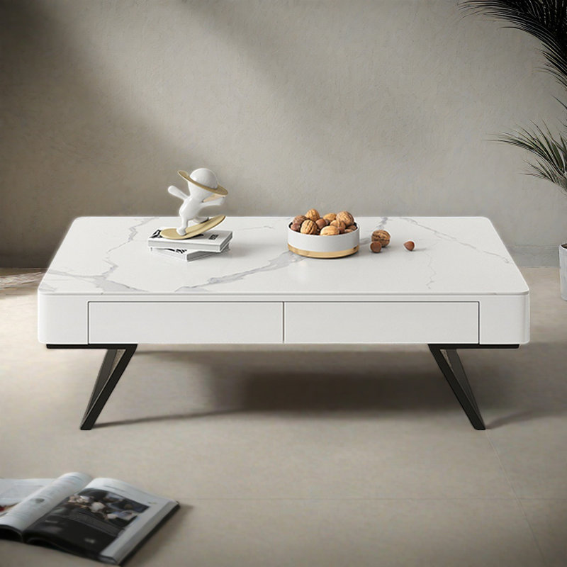 Table de bout simple simple, Blanc/Noir