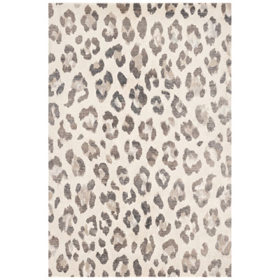 Oleaster Animal-Print Animal Print Gray Beige Cream Non-Slip Low Pile Indoor Outdoor Pet Friendly Living Room Bedroom Dining Room Entryway Hallway Office Washable Rug