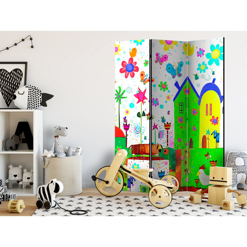 Grayland 135cm W x 172cm H 3 - Panel Solid Wood Folding Room Divider