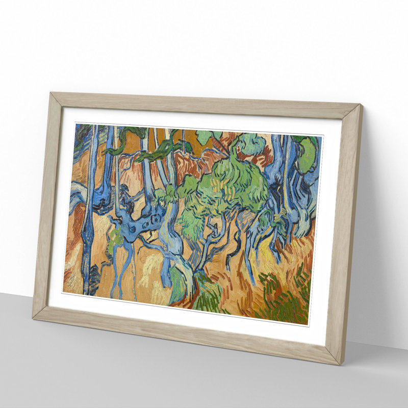 Tree Roots by Vincent Van Gogh - Picture Frame Painting, 27cm H x 36cm W x 2cm D, Oak
