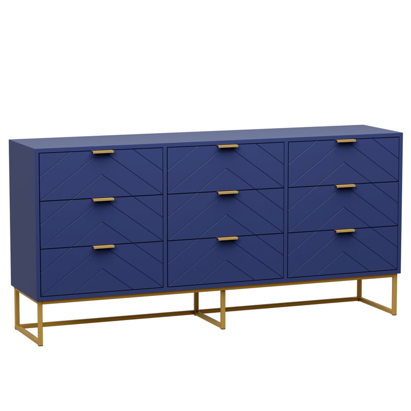 Commode double l 9,1 po à 9 tiroirs, Marine