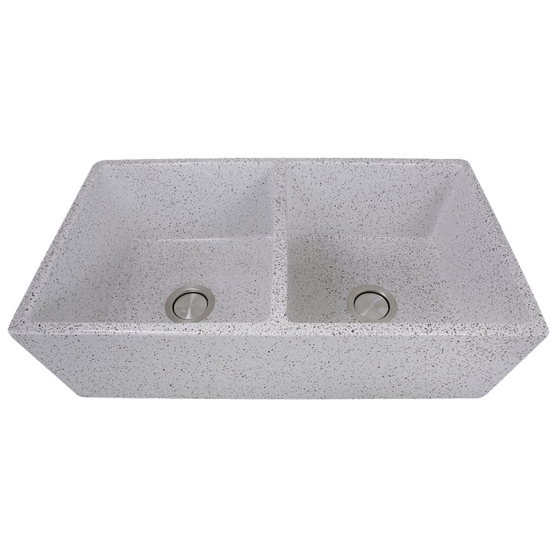 Vineyard 33'' L Farmhouse Double Basin Kitchen Sink, Pietra Sarda