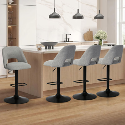 Set of 4 Swivel 24"-32" Upholstered Footrests Adjustable Height Bar Stool