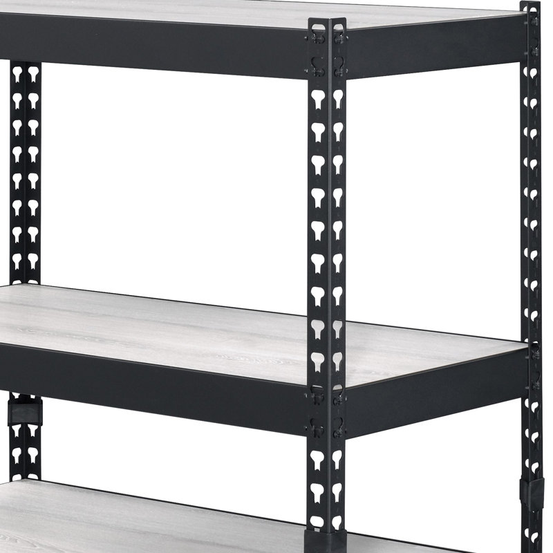 Natural And Black Bookshelf, 4 Tier Rectangular With Metal Frame Adjustable Shelves, Industrial Storage Solution Unit & Shelf, Bookcase Open Decorative Shelf