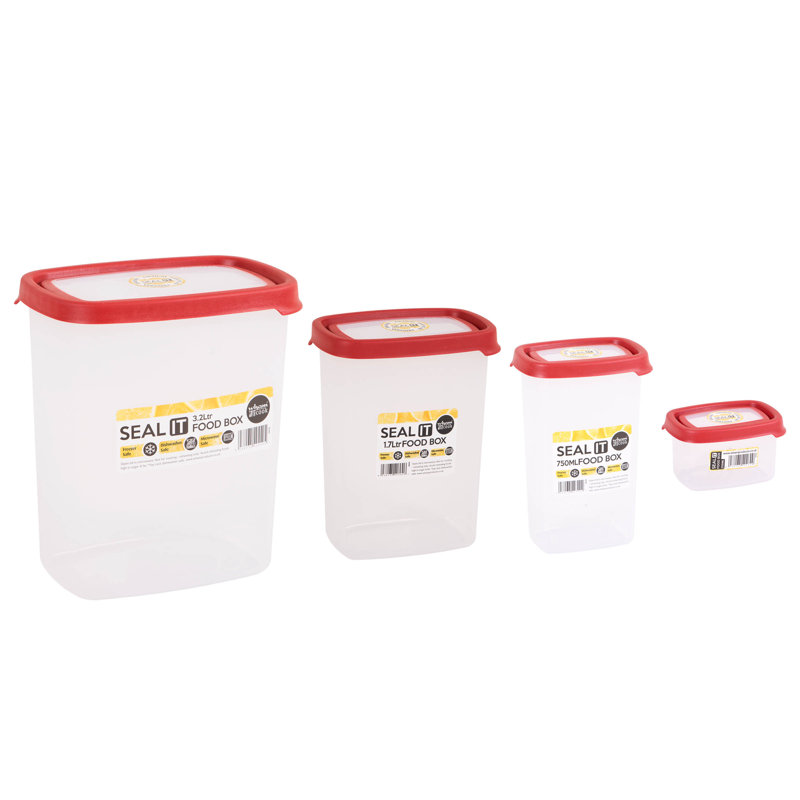 Wham Seal It 4 Container Food Storage Set Red, Red
