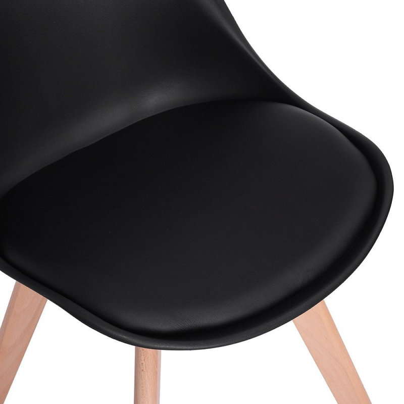 Thomasin Modern  Scandinavian Minimalist Dining Chairs with Faux Leather Cushions and Solid Wood Legs - Side Chair for Dining Room Kitchen Office