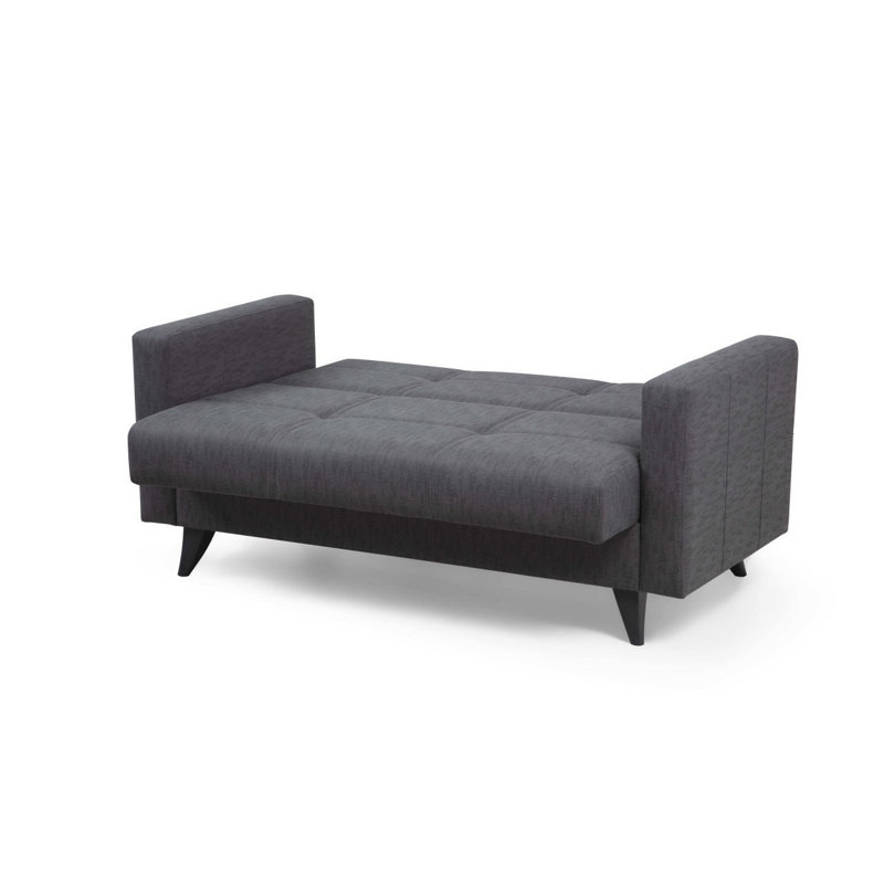 Stylish 2-Seat Sofa-Bed, Dark Grey, 59.4 x 33.9 x 29.5 inches | Durable Metal & Wooden Frame, Comfortable 26 DNS Sponge Seating, Ideal for Small Spaces, Versatile Design for Living Room & Guest Room