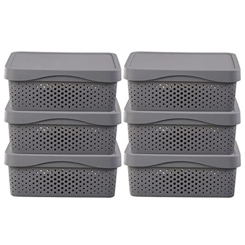Rebrilliant Plastic Storage Tub & Tote, 5.4" H x 14.2" W x 10.7" D, Gray