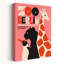 Retro Zoo Berlin Animals Abstract Bold Colorful Cat Giraffe Penguin Wildlife Wall Art Print 1 Piece Wrapped Canvas Wall Art-924136879