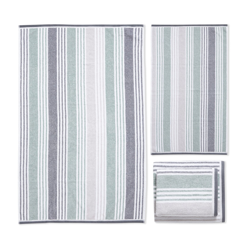 Kelso Stripe Soft & Absorbent Cotton Towels, Green