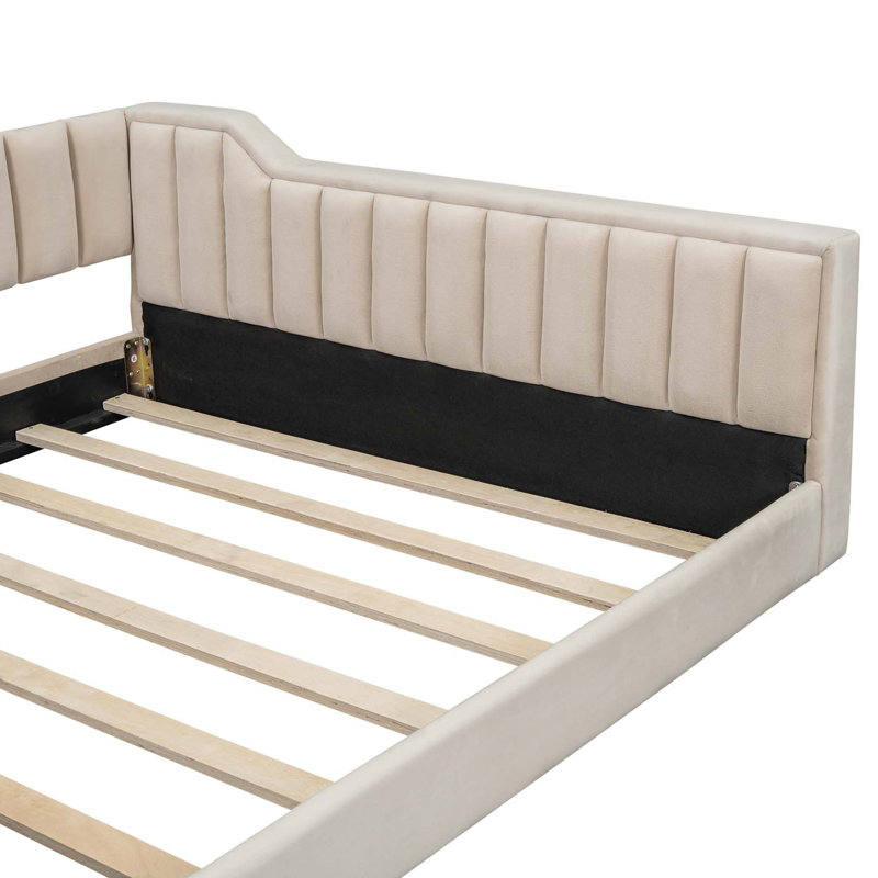 Upholstery Daybed and Side Storage pocket, Beige, Full/Double