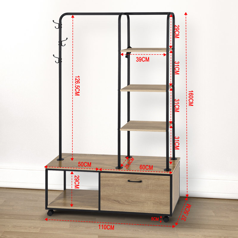 Galnares Hall Tree 110cm Wide with Shoe Storage