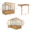 Serre en bois de cèdre avec pergola (2,4 m H x 2,4 m L x 1,8 m P) – Oasis de jardin quatre saisons avec espace de vie extérieur ombragé