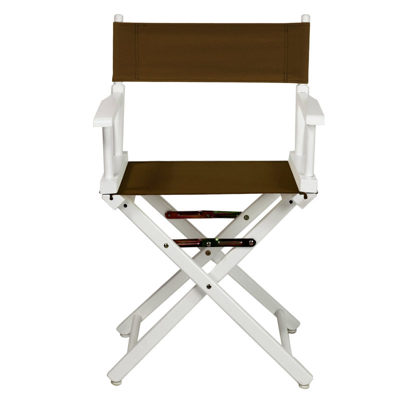 Chaise de réalisateur pliante 18 po, Blanc, Brun
