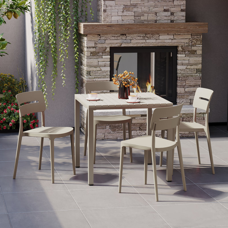 Ensemble repas carré pour 4 personnes, Beige