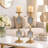 Candle Holders Set Of 2, 17 Inch Gold Metal Frame, Mirrored Accent