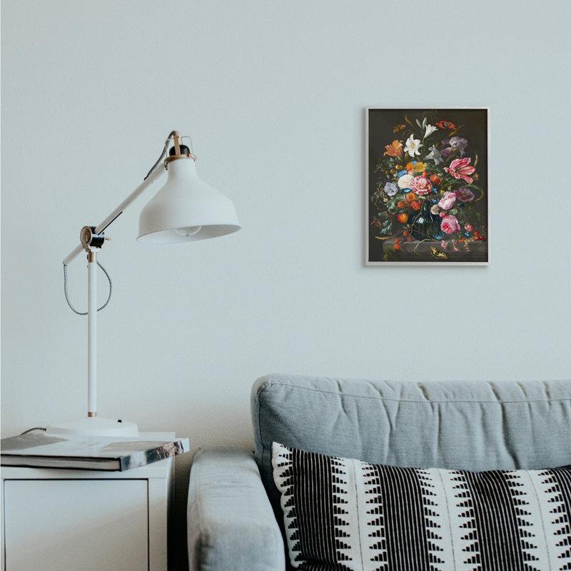 " Elegant Floral Bouquet Butterfly And Fruit Details " by Ziwei Li, Farmhouse Grey Framed Giclee, 14" H x 11" W x 1.5" D